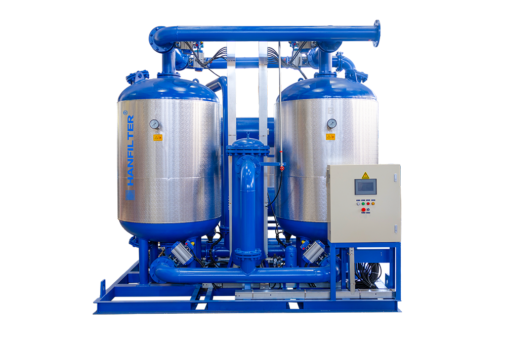 HYR Series Heat of Compression Desiccant Compressed Air Drers (Use 1% purge air for desiccant cooling)